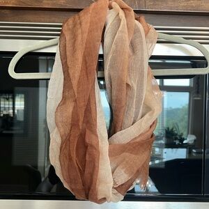 Beautiful MOI MOI silk/cashmere blend scarf/pashmina, ombré cream/browns,